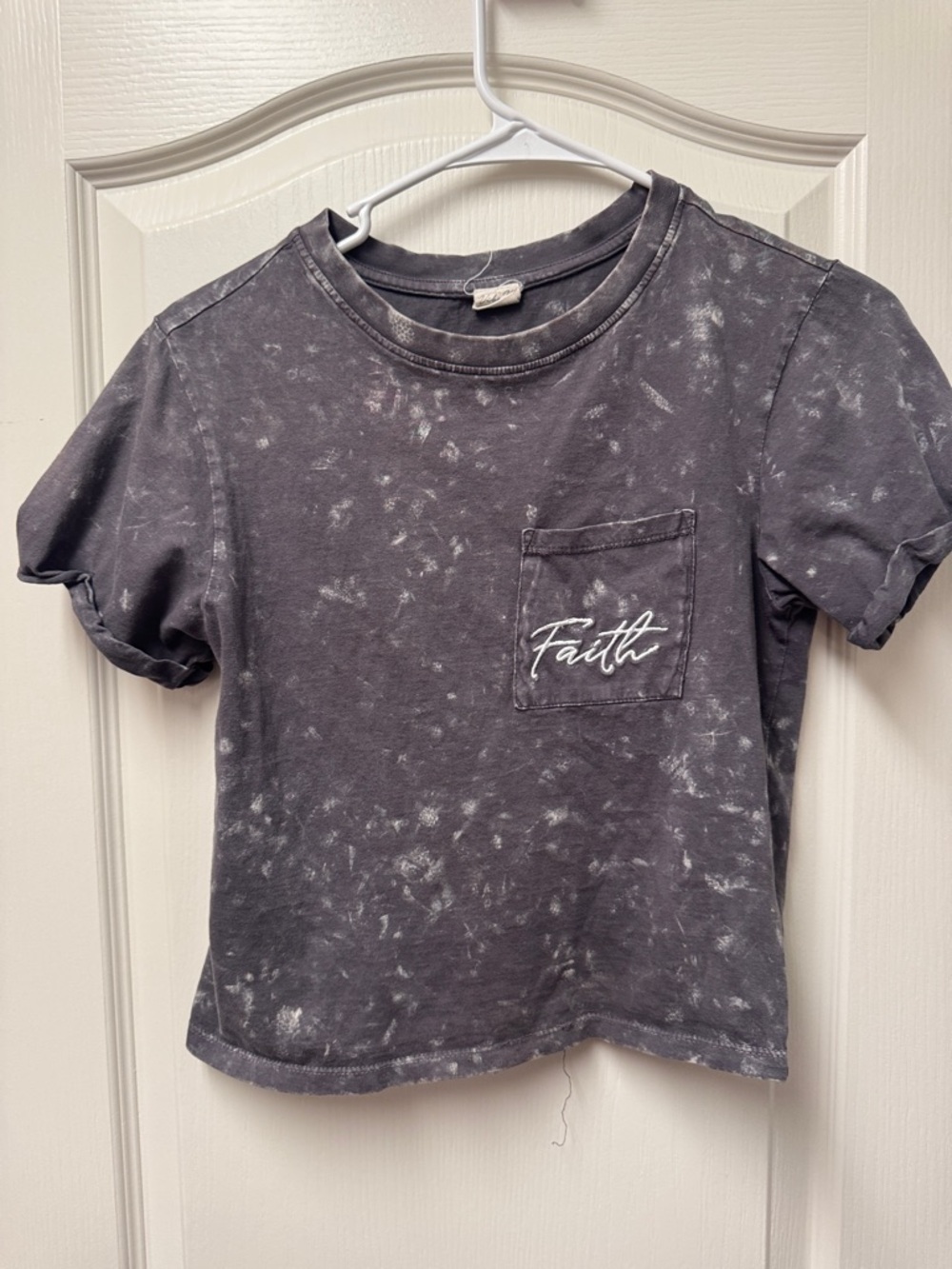 Faith' Pocket T-Shirt - Charcoal Mineral Wash